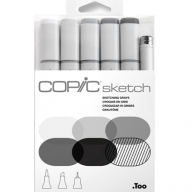 Copic Sketch 6 Sketching Grays набор маркеров с кистью - Copic Sketch 6 Sketching Grays набор маркеров с кистью