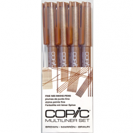 Набор капиллярных линеров Copic Multiliner 4 штуки коричневого цвета (перо 0.05 - 0.5 мм) - Набор капиллярных линеров Copic Multiliner 4 штуки коричневого цвета (0.05 - 0.5 мм) купить в магазине для художников Copic.Club с доставкой по всему миру