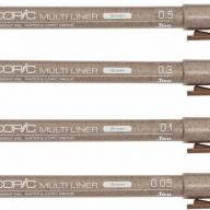 Набор капиллярных линеров Copic Multiliner 4 штуки коричневого цвета (перо 0.05 - 0.5 мм) - Набор капиллярных линеров Copic Multiliner 4 штуки коричневого цвета (0.05 - 0.5 мм) купить в магазине для художников Copic.Club с доставкой по всему миру